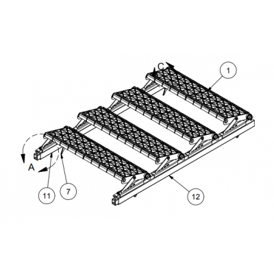 Tuff Built Adjustable 4 Step Wide Stair Section 52 1/2 long. SKU# 15008