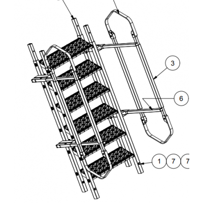 Tuff Built Para Stair Assembly Wide, 6 Steps (handrails both sides). SKU# 15112