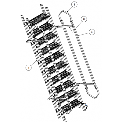 Tuff Built Para Stair Assembly Wide, 10 Steps (handrails both sides). SKU# 15114
