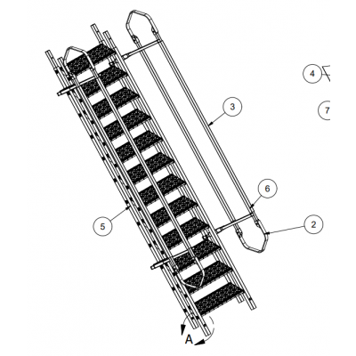 Tuff Built Para Stair Assembly Wide, 12 Steps (handrails both sides) diagram