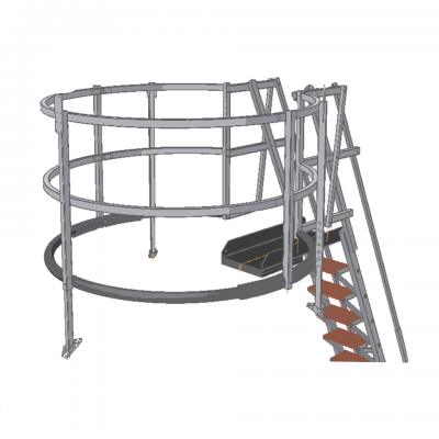 Tuff Built Products, Mobile Access Stair System, 6' diameter aluminum cage with Rubber Bumpers. SKU# 20039