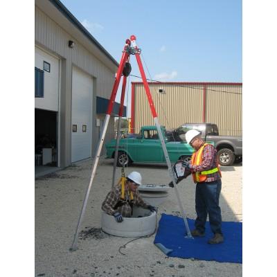 Tuff Built Products PRO-3, 10' Tripod; 3 stage collapsible legs; leg chains; 1 pulley. Maximum Height 119", Collapsed Height 61", Weight 43.5 lbs.  SKU# 30014