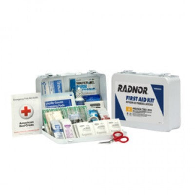 Radnor White Metal Portable Or Wall Mounted 25 Person First Aid Kit