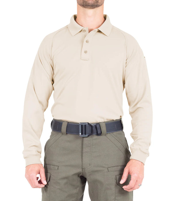 First Tactical- Men's V2 Pro Performance Long Sleeve Polo-Silver/Tan