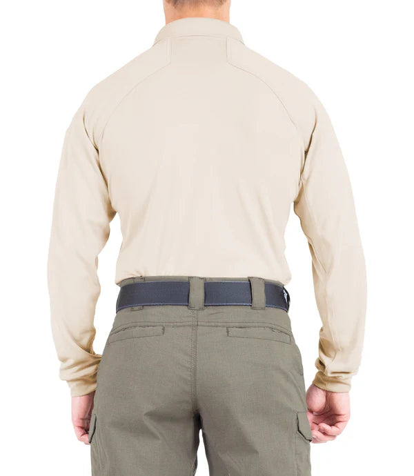 First Tactical- Men's V2 Pro Performance Long Sleeve Polo-Silver/Tan