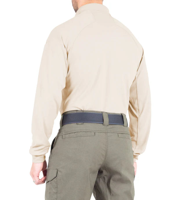 First Tactical- Men's V2 Pro Performance Long Sleeve Polo-Silver/Tan