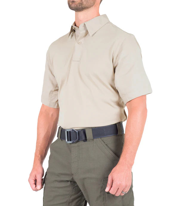 First Tactical - Men's V2 Pro Performance Short Sleeve Polo-Silver/Tan