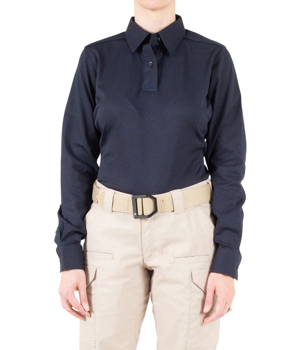 First Tactical- Women's V2 Pro Performance Long Sleeve Polo-Midnight Navy