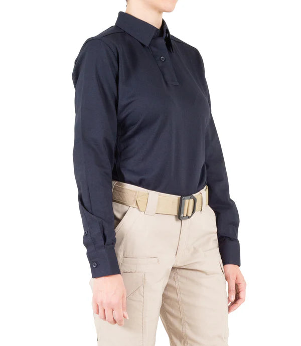 First Tactical- Women's V2 Pro Performance Long Sleeve Polo-Midnight Navy