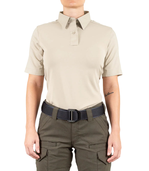 First Tactical- Women's V2 Pro Performance Short Sleeve Polo- Silver/Tan