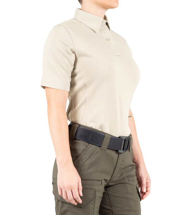 First Tactical- Women's V2 Pro Performance Short Sleeve Polo- Silver/Tan