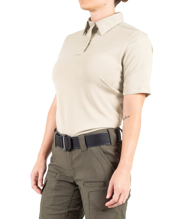 First Tactical- Women's V2 Pro Performance Short Sleeve Polo- Silver/Tan