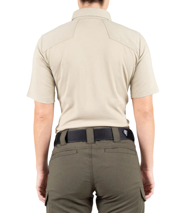 First Tactical- Women's V2 Pro Performance Short Sleeve Polo- Silver/Tan