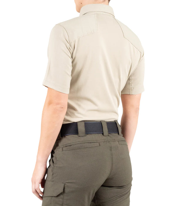 First Tactical- Women's V2 Pro Performance Short Sleeve Polo- Silver/Tan