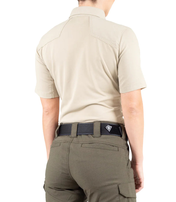First Tactical- Women's V2 Pro Performance Short Sleeve Polo- Silver/Tan