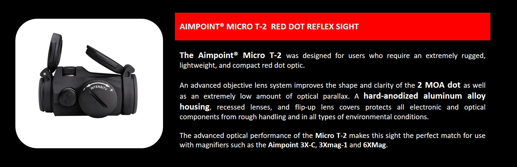 Micro T-2 Red Dot Reflex Sight 2 MOA No Mount - 200180