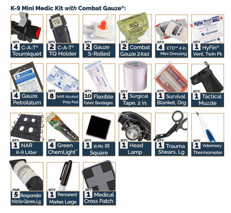 K9 Mini Medit Kit - Basic w/ Combat Gauze
