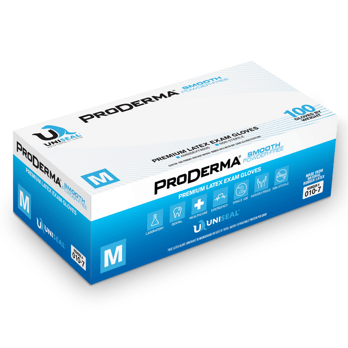 Uniseal Proderma Latex Exam Gloves (Powder-Free, Smooth) 010 Uniseal