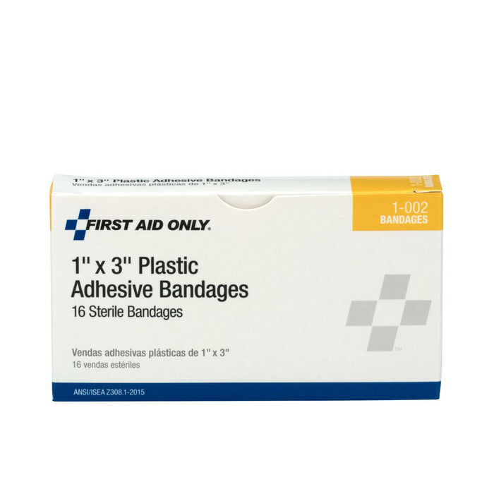 First Aid Only 1"x3" Plastic Bandages (16/box) 1-002 First Aid Only