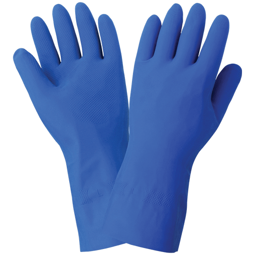 FrogWear Blue Unlined 13-Mil Rubber Latex Unsupported Gloves with Diamond Pattern Grip 130 Global Glove