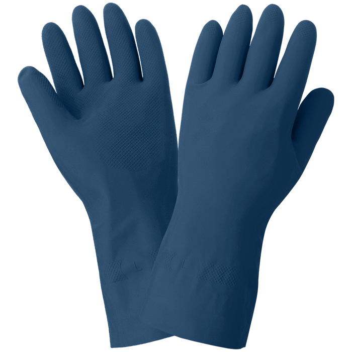 FrogWear Blue Unlined 17-Mil Rubber Latex Unsupported Gloves with Diamond Pattern Grip 150 Global Glove