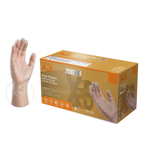 AMMEX X3 Industrial Clear Vinyl Gloves GPX3D AMMEX