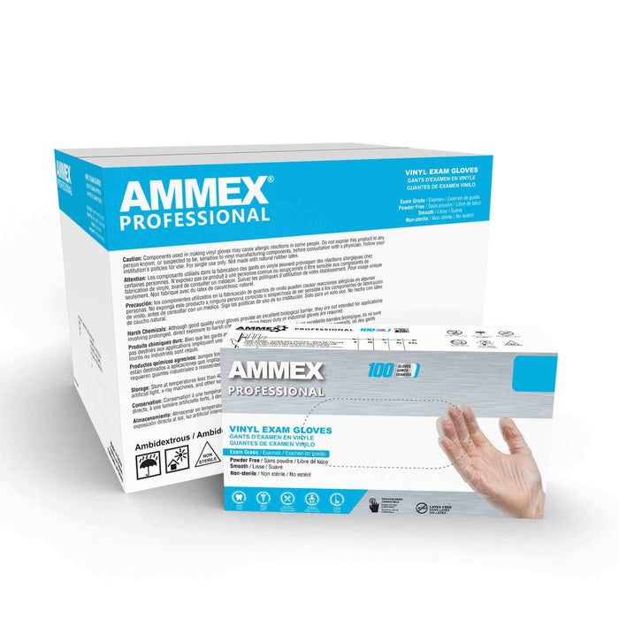 AMMEX Exam Clear Vinyl Gloves VPF AMMEX