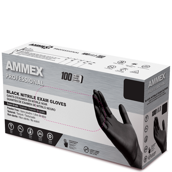 AMMEX Exam Black Nitrile Gloves ABNPF AMMEX