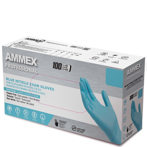 AMMEX Exam Blue Nitrile Gloves APFN AMMEX