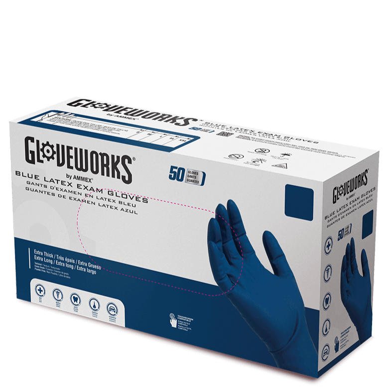 AMMEX Gloveworks Exam Blue Nitrile Gloves GPLHD