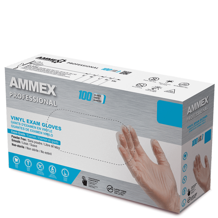 AMMEX Exam Clear Vinyl Gloves VPF AMMEX