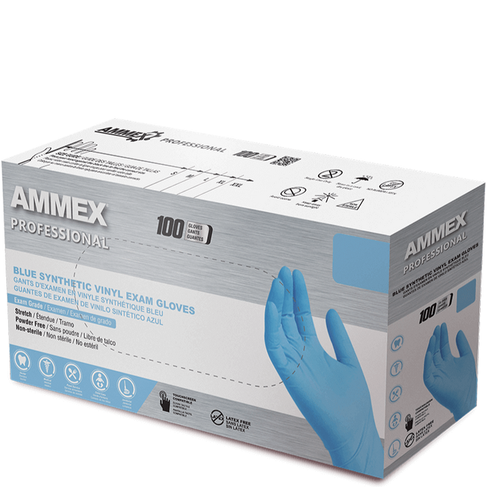 AMMEX Blue Synthetic Vinyl Gloves VSBPF AMMEX