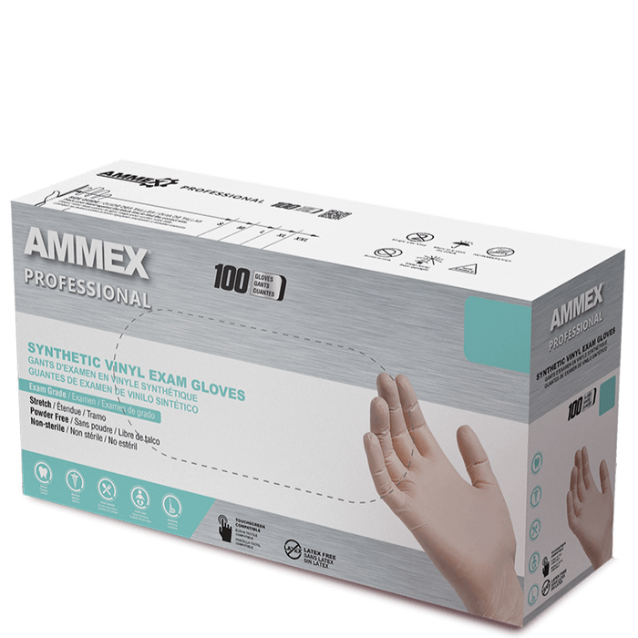 AMMEX Exam Ivory Synthetic Vinyl Gloves VSPF AMMEX