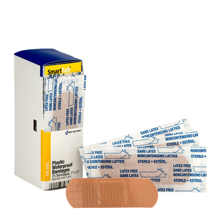 First Aid Only SC Refill 1"x3" Waterproof Plastic Bandages (25/box) FAE-3003 First Aid Only