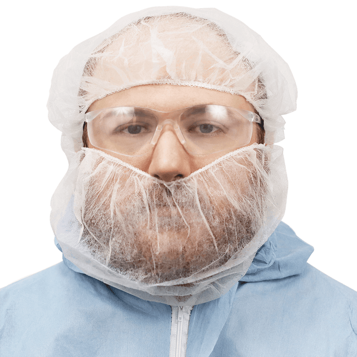 FrogWear White Polypropylene Disposable Beard Covers NW-PPBR18-W Global Glove