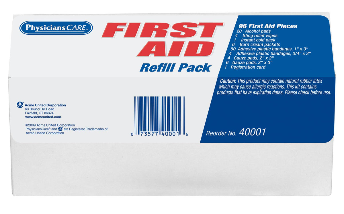 First Aid Backpack Refill Basic First Aid Refill Kit (95 piece) 40001-001 | Black Box Safety